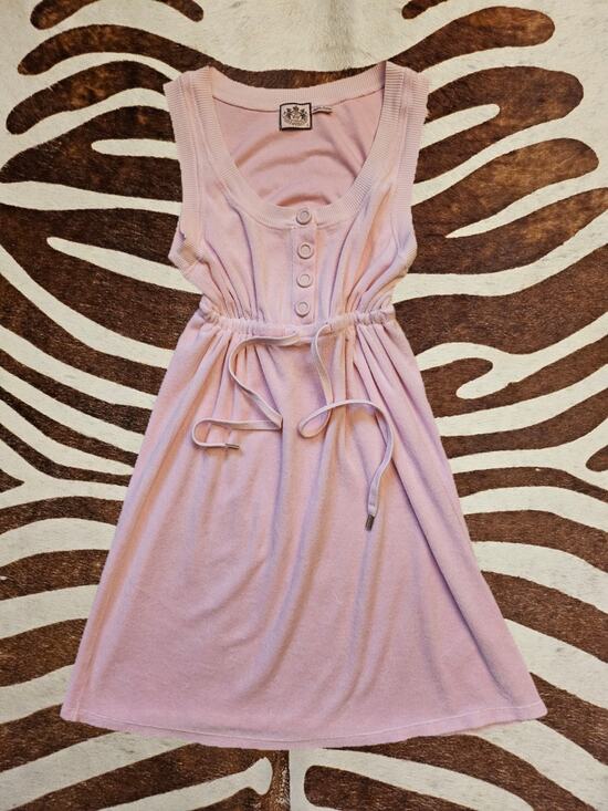 Juicy Couture Dresses & Skirts - Juicy Couture Vintage Y2K Pink Terry Cloth Cover Up Dress L USA Towel Pool